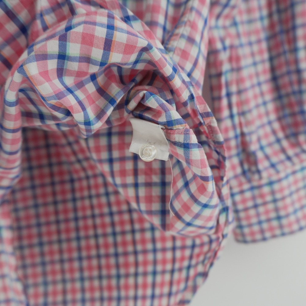 Vineyard Vines Murray Shirt Mens Small Pink Blue Plaid Slim Fit Button Down - Picture 3 of 7